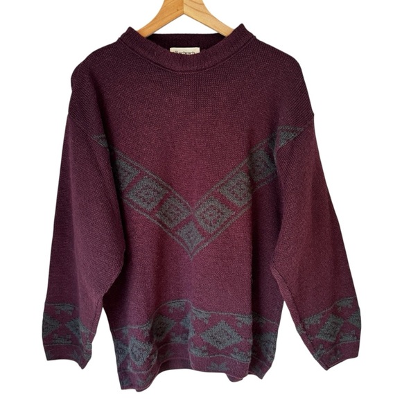 Vintage Bachrach Italy Men’s Wool Alpaca Blend Burgundy Relaxed Fit Sweater Sz L - Picture 1 of 6